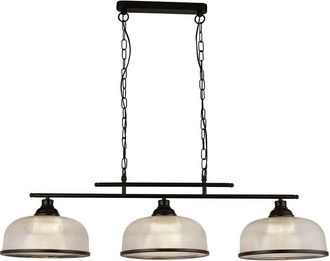 Searchlight Searchlight - Highworth 3 Light Bar Pendant Black, Holophane Style Glass