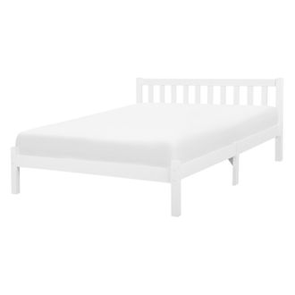 Beliani Beliani - Cama Doble De Madera De Pino Blanca 140 X 200 Cm Con Listones Estilo Escandinavo Florac