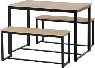 Seconique Lincoln 1+2 Dining Bench Set - Sonoma Oak Effect/Black