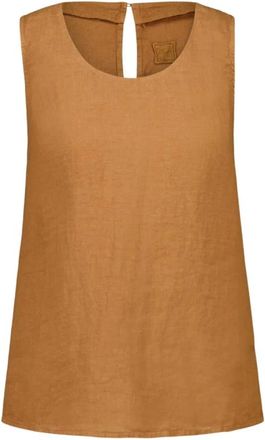 120% Lino Elegante Mouwloze Linnen Top - Dames - Tops zonder mouwen - Bruin - XL - Linnen - Tops