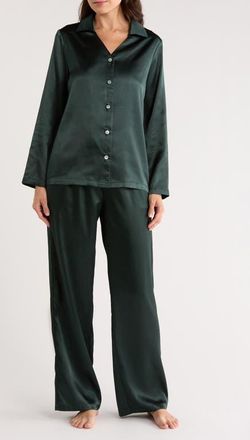 Kilo Brava Satin Pajamas in Forest Green at Nordstrom, Size 3X-Large