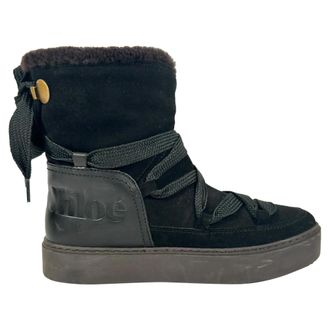 See By Chlo&eacute; Pre-owned Womens See by Chlo&eacute; Charlee Shear-Lined Snow Boots in Black Suede - Size EU 39
