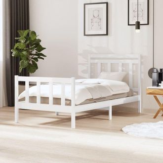 vidaXL 3100710 Bed Frame without Mattress White Solid Wood 100x200 cm (810073+814080) vidaXL