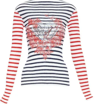 Dior Dioramour D-Royaume Damour Striped Heart Sweater, Size Fr 34 (Authentic Pre-Loved)