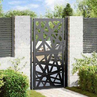 Berkfield Home Garden Gate Black 105x180 cm Steel Light Design