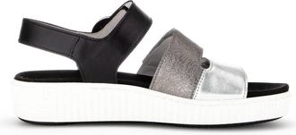 Gabor Womens 83.601 Three Strap Velcro Sandal In Lamina/crash/foular Silber/stone/schw