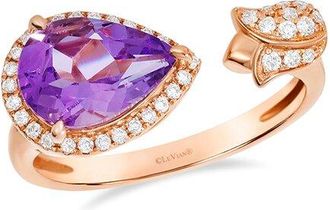 Le Vian Semi Precious 14K Rose Gold 1.71 Ct. Tw. Diamond & Amethyst Cocktail Ring