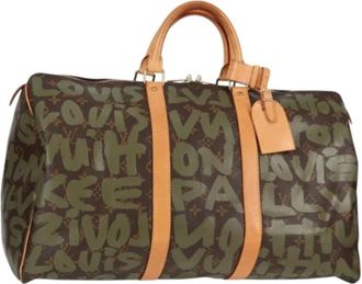 Louis Vuitton Tweedehands Canvas Louis Vuitton tassen - Dames - Vintage Weekendtas - Groen - ONE Size - Leer - Vintage