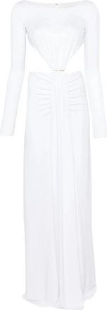 Elisabetta Franchi Cut-Out Ruched Maxi Jurk - Dames - Avondkleed - Wit - S - Kleedjes