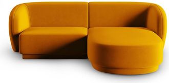 CXL by Christian Lacroix Sofá esquinero modular derecho 3 plazas de terciopelo amarillo