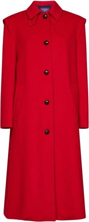 Max Mara Gessati Lange Woljas - Dames - Mantel - Rood - M - Wol - Jassen