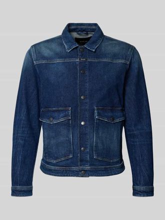 Replay Jeansjacke mit Pattentaschen und Kentkragen in Jeansblau, Gr&ouml;&szlig;e XXL