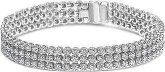 House of Brilliance 18K White Gold 5.00 Cttw Natural Diamond 3 Row Link Tennis Bracelet