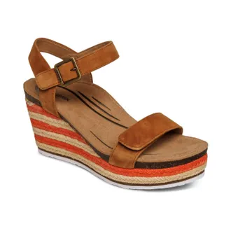 Aetrex Womens Sydney Espadrille Wedge In Cognac