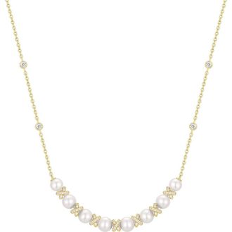Ania Haie Faux Pearl Frontal Necklace in Shiny Gold at Nordstrom