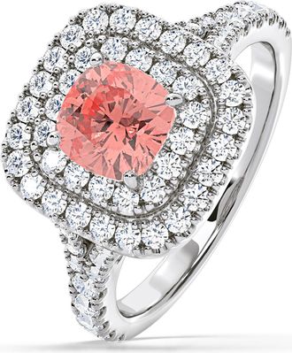 The Diamond Store Anastasia Pink Lab Diamond 1.65ct Halo Ring in Platinum - Elara Collection