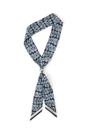 Lanvin Murano Print Silk Twilly With Jewelry Fastener in Black at Nordstrom