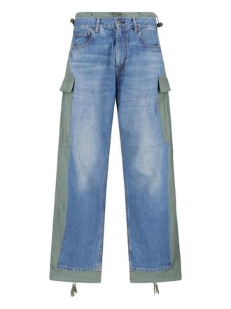 Junya Watanabe Blue Patchwork Cargo Drawstring Denim Jeans