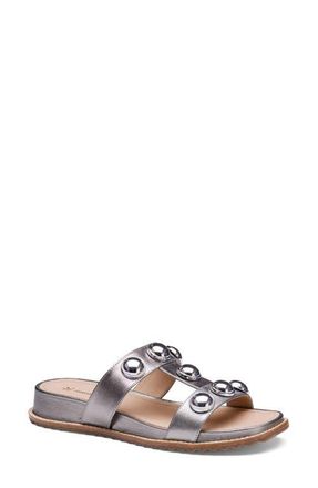 Johnston & Murphy Chandler Embellished Wedge Slide Sandal in Pewter Metallic Sheepskin at Nordstrom, Size 6.5