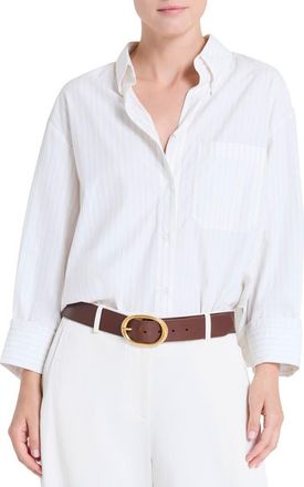 TWP J.D. Pinstripe Cotton Button-Up Shirt in White Multi at Nordstrom, Size Xx-Small