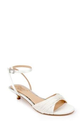 Badgley Mischka Nance Ankle Strap Kitten Heel Sandal in Ivory Satin at Nordstrom Rack, Size 7