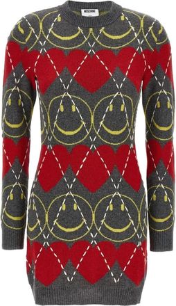 Moschino Grijze Fantasie Jurk - Dames - Kleedjes - Veelkleurig - S - Kleedjes