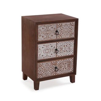 VERSA C&oacute;moda 3 cajones en madera aglomerada marr&oacute;n
