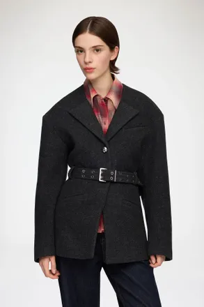 Ganni Mixed Jacket in Grey Wool
