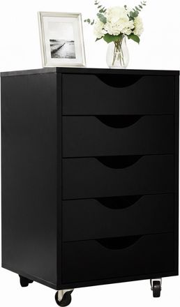 Relaxdays Relaxdays Cajonera Con Ruedas, 5 Cajones, Hbt: 66,5x40x40 Cm, Archivador M&oacute;vil Para Escritorio, Negro