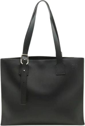 Loewe Pre-owned Anagram Leren 2way Tote Bag - Dames - Vintage Shopper - Zwart - ONE Size - Leer - Vintage