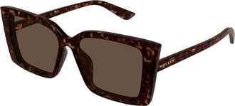 Alexander McQueen AM0578S Asian Fit 002 Womens Sunglasses Tortoiseshell Size 56 - Free RX Lenses - Free RX Lenses