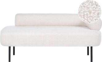 Beliani Chaise Longue Tapizacer&iacute;a De Boucl&eacute; Patas De Metal Derecho Blanco Crema Mirmande