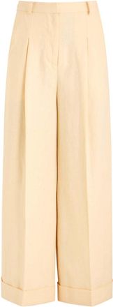 Faithfull The Brand Clover Wide-leg Linen Trousers - Yellow - S (UK8-10 / S)