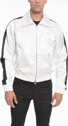 Amiri Zip Track Stripe Jacket In White Black