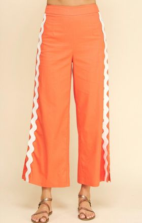 Pinch Design Jackie Embroidered Wide Leg Pant In Orange
