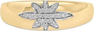 House of Brilliance 18K Yellow Gold 1/10 Cttw Diamond Star Burst Inlay Ring