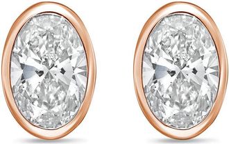 Diana M. Jewels 14Kt Rose Gold 6.00 cts Lab Grown Oval Diamond Bezel Studs