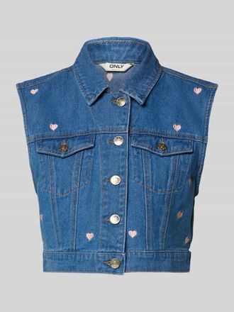 Only Regular Fit Jeansweste mit Motiv-Print Modell VEGA in Jeansblau, Gr&ouml;&szlig;e XL