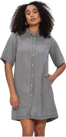 Object Object, Dames, Jurken, Grijs, Maat: XS Denim
