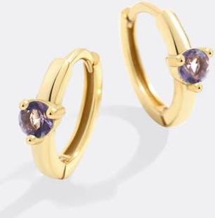 Mint & Lily Solitaire Birthstone Huggie Hoop Earrings in June Alexandrite at Nordstrom