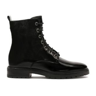 Kazar Schoenen, Dames, Zwart, 35 EU, Leer, Klassieke lakleren kreukel sneakers