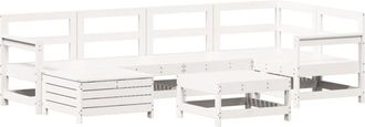 vidaXL 7 Piece Garden Sofa Set White Solid Wood Pine Vidaxl