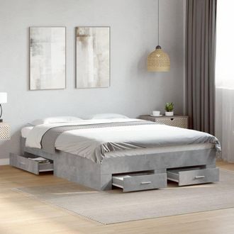 Berkfield Home Bed Frame with Drawers without Mattress Concrete Grey 120x200 cm | Size: Small Double