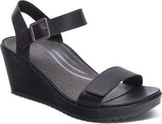 Aetrex Womens Andrea Wedge Sandal In Black