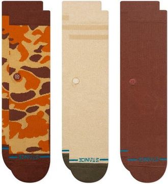 Stance Camouflage Assorted 3-Pack Cotton Blend Crew Socks in Brown at Nordstrom, Size Large