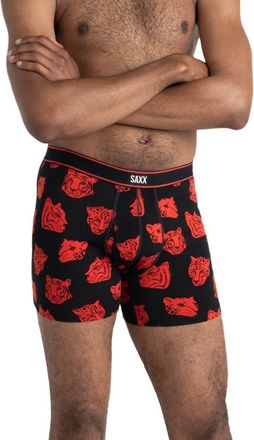 Saxx Daytripper Comfort Stretch Boxer Briefs in Pineapple Field-Black at Nordstrom, Size Xx-Large