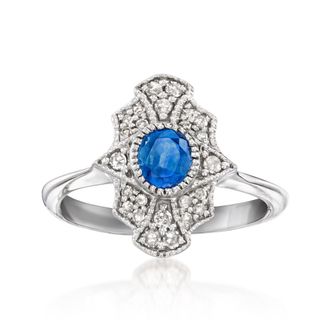 Ross-Simons Sapphire Ring With. Diamonds in Sterling Silver