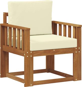 vidaXL Sof&aacute; De Exterior Madera De Acacia S&oacute;lida Y Poli&eacute;ster Natural Vidaxl