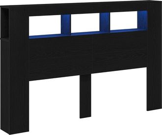 vidaXL Led Headboard Black oak 160 x 18.5 x 103.5 cm Engineered wood Vidaxl