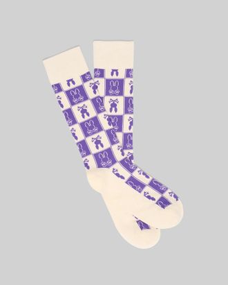 Psycho Bunny Mens All Over Square Bunny Dress Sock 250 PRISTINE / O/S